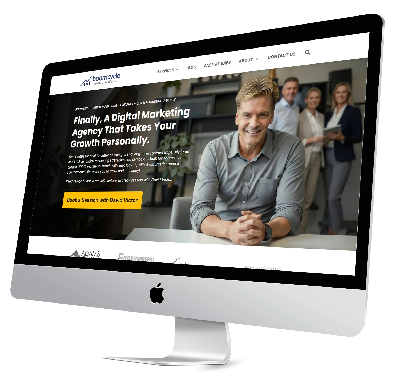 Boomcycle Digital Marketing website home page shown on an iMac screen